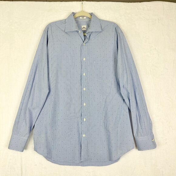 Peter Millar Pinstripe Cotton Long Sleeve Button Up Size Large Micro Diamond - Picture 1 of 4